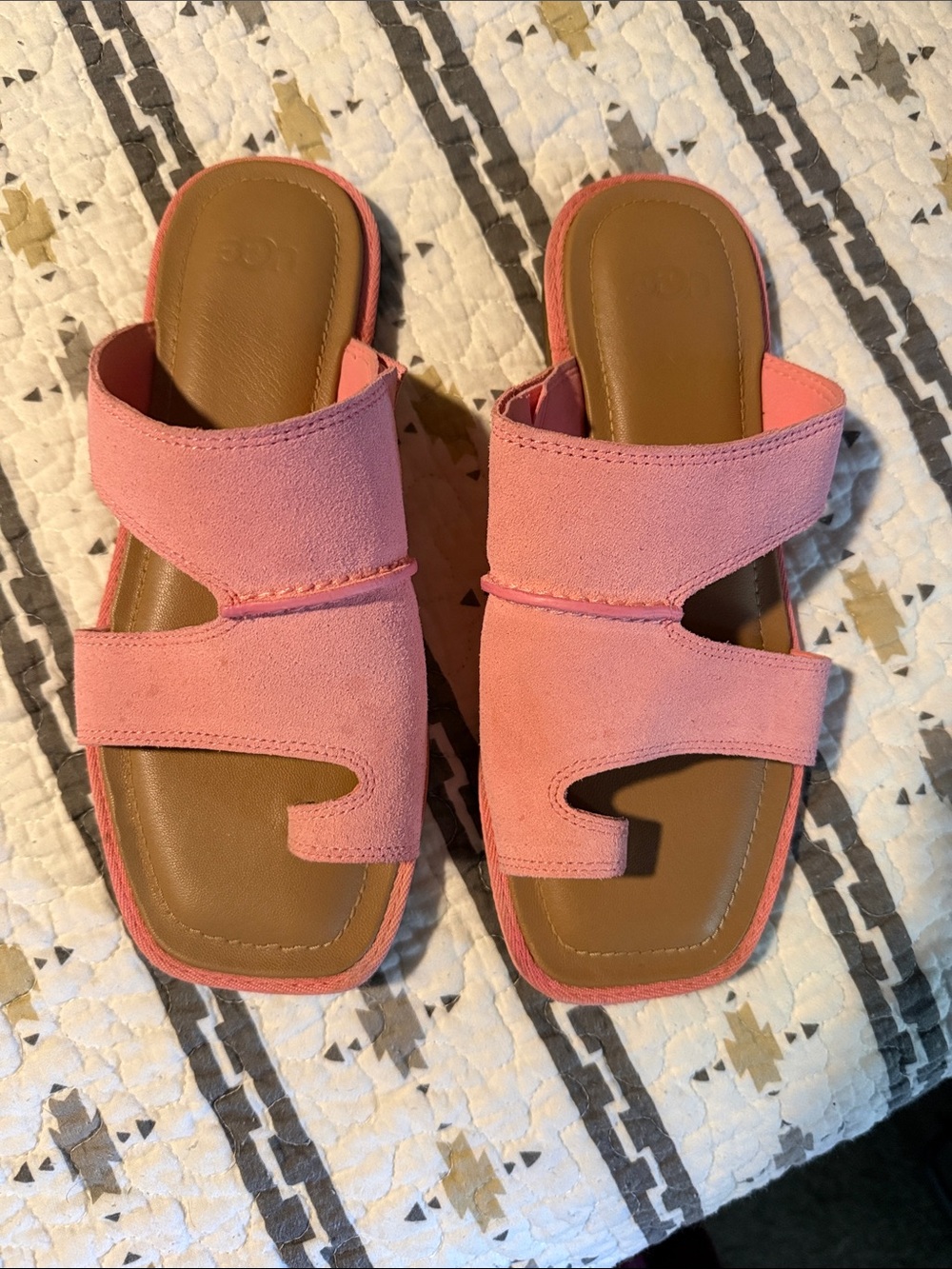 UGG Pink Suede Slide Sandals